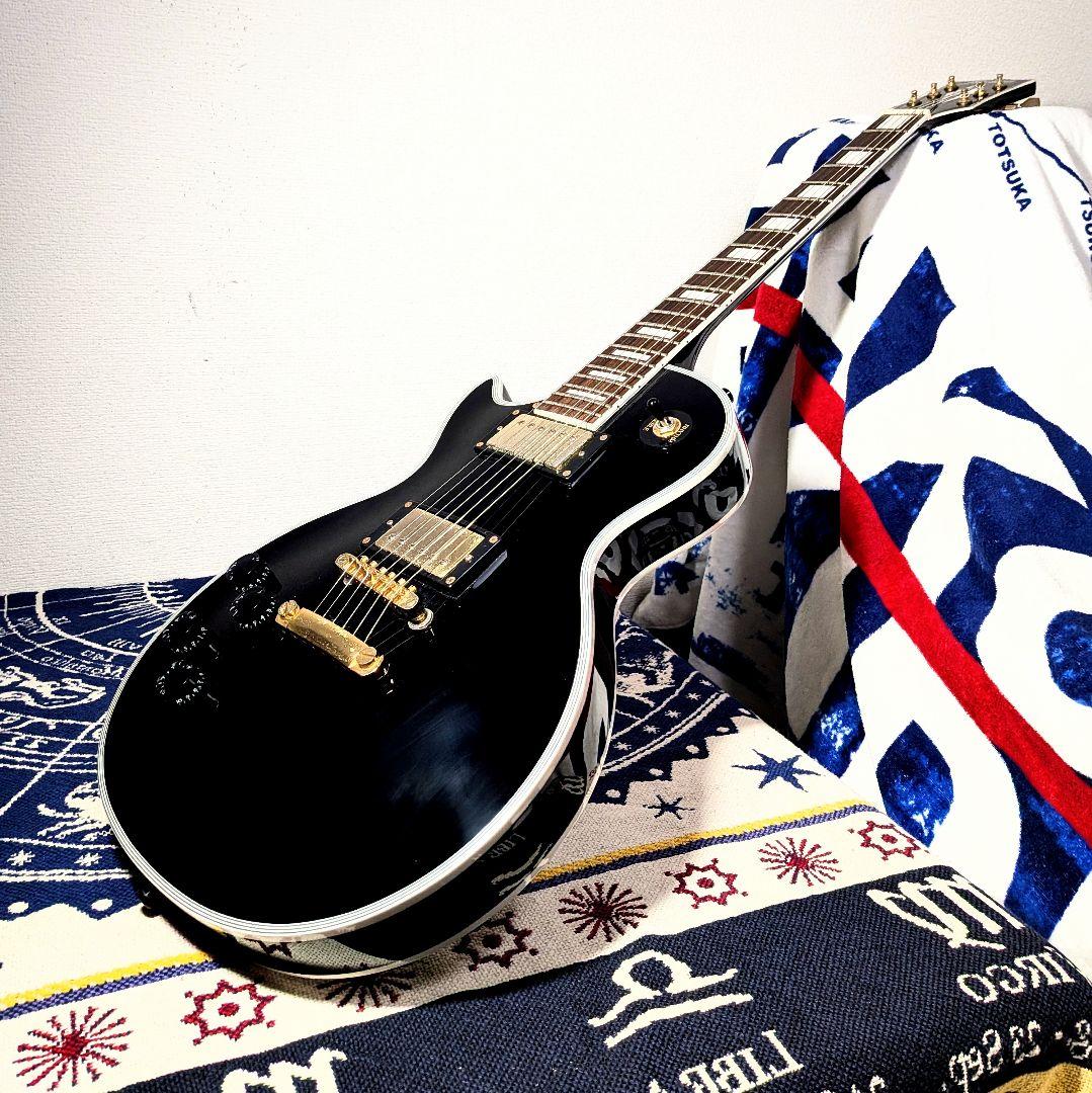 レスポールカスタム 左 レフティ エレキギター 黒金