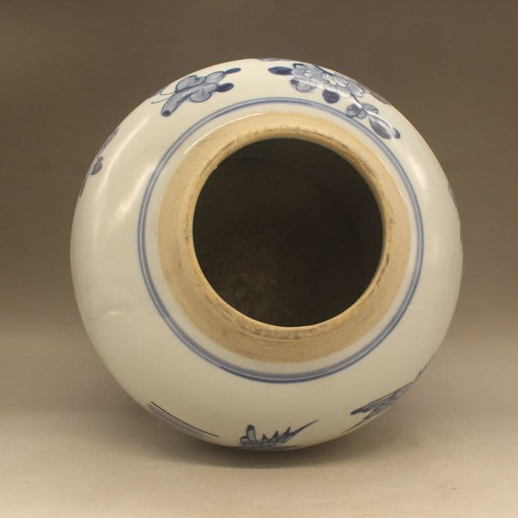 清光緒  鯖牡丹花蓋缶  景徳鎮 陶磁器 装飾品 工芸品美術品 置物