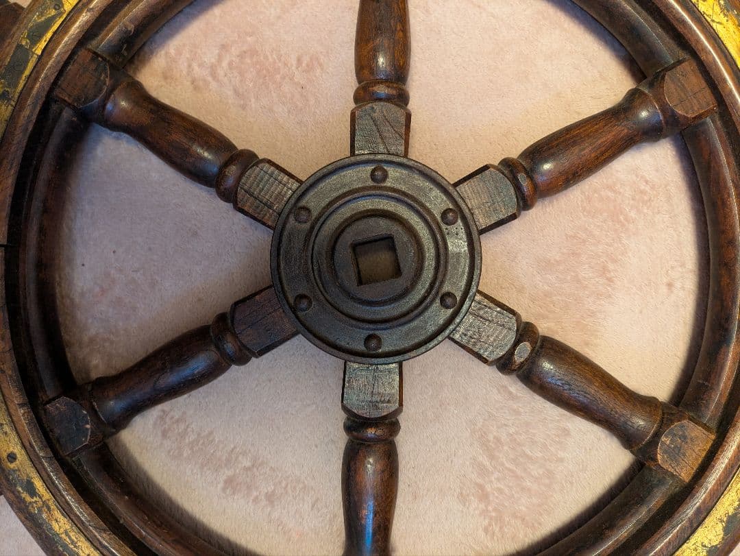 アンティーク　船舵　ビンテージ　ハンドル　木製