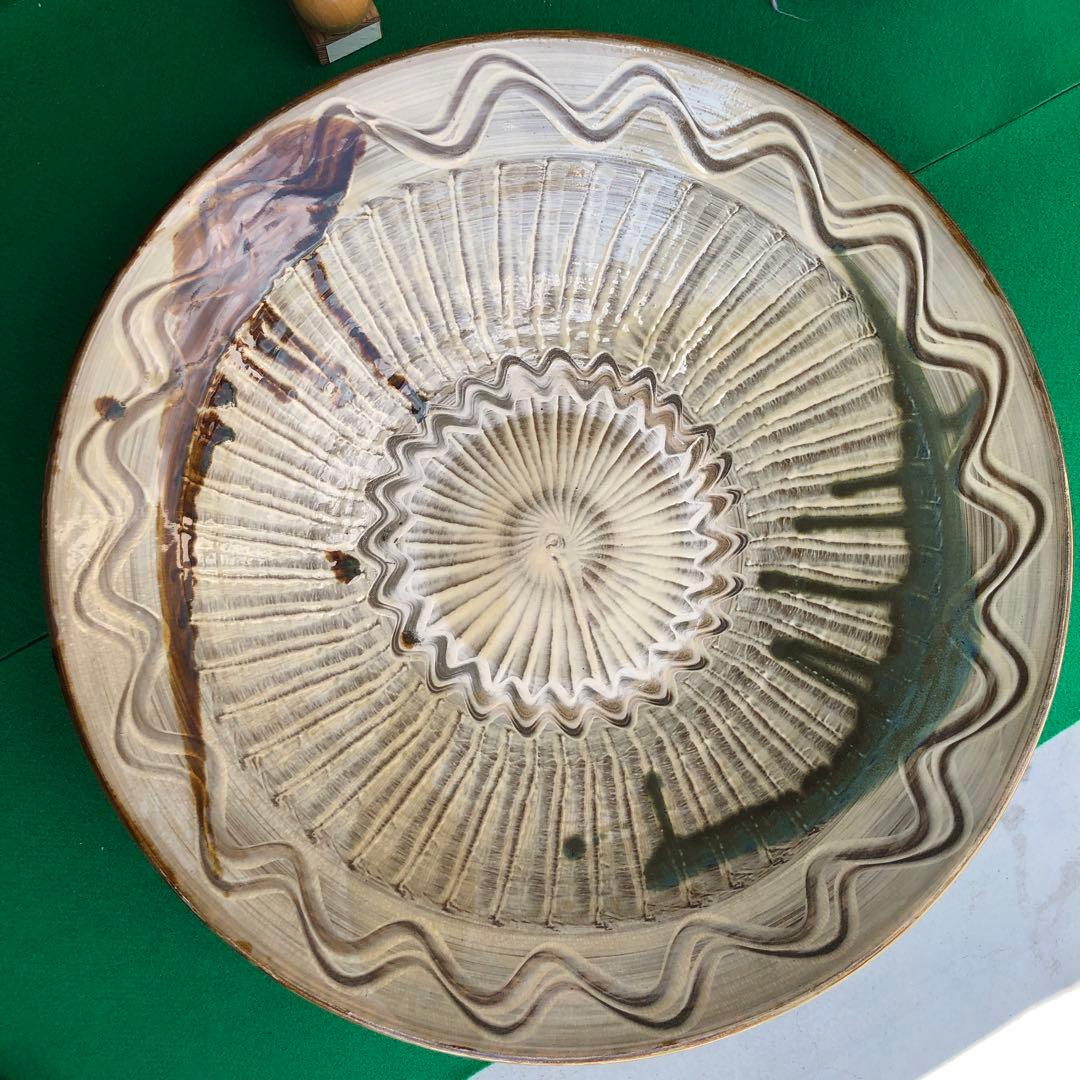 小鹿田焼　特大皿　陶芸