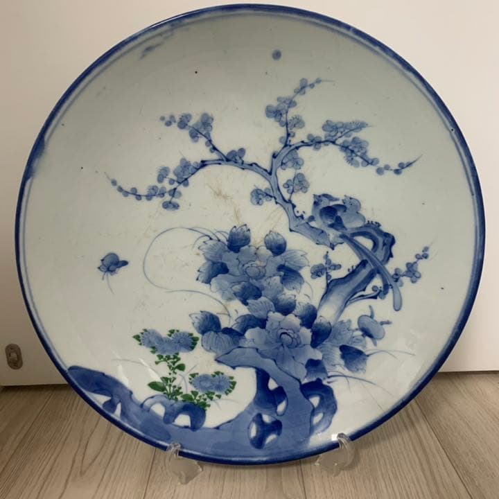 染付　古伊万里　大皿　41cm 飾皿　絵皿　料亭　小料理