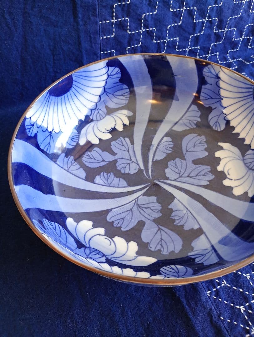 ★匿名配送★アンティーク 骨董 陶器 焼物 藍色の大鉢