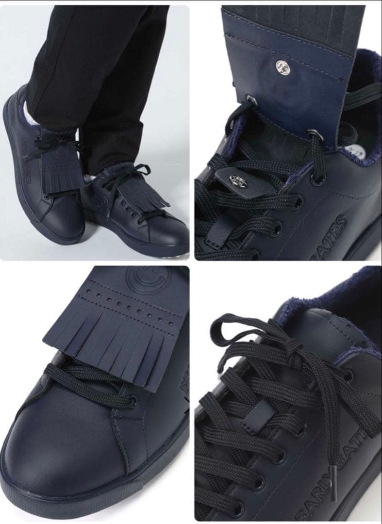 【新品】パーリーゲイツ キルトタンローカット 23.5 紺 ゴルフシューズ