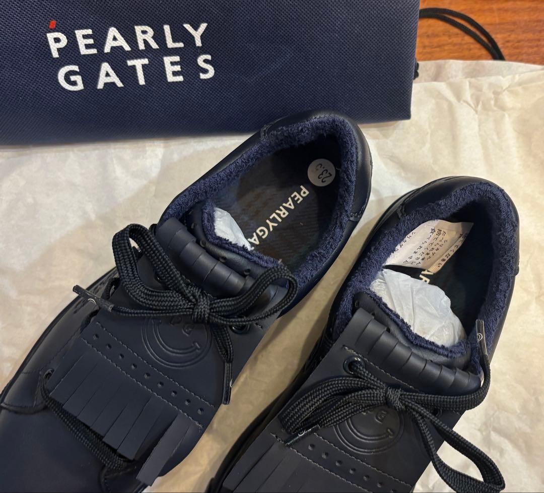 【新品】パーリーゲイツ キルトタンローカット 23.5 紺 ゴルフシューズ