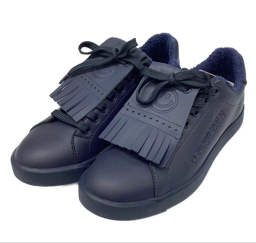 【新品】パーリーゲイツ キルトタンローカット 23.5 紺 ゴルフシューズ