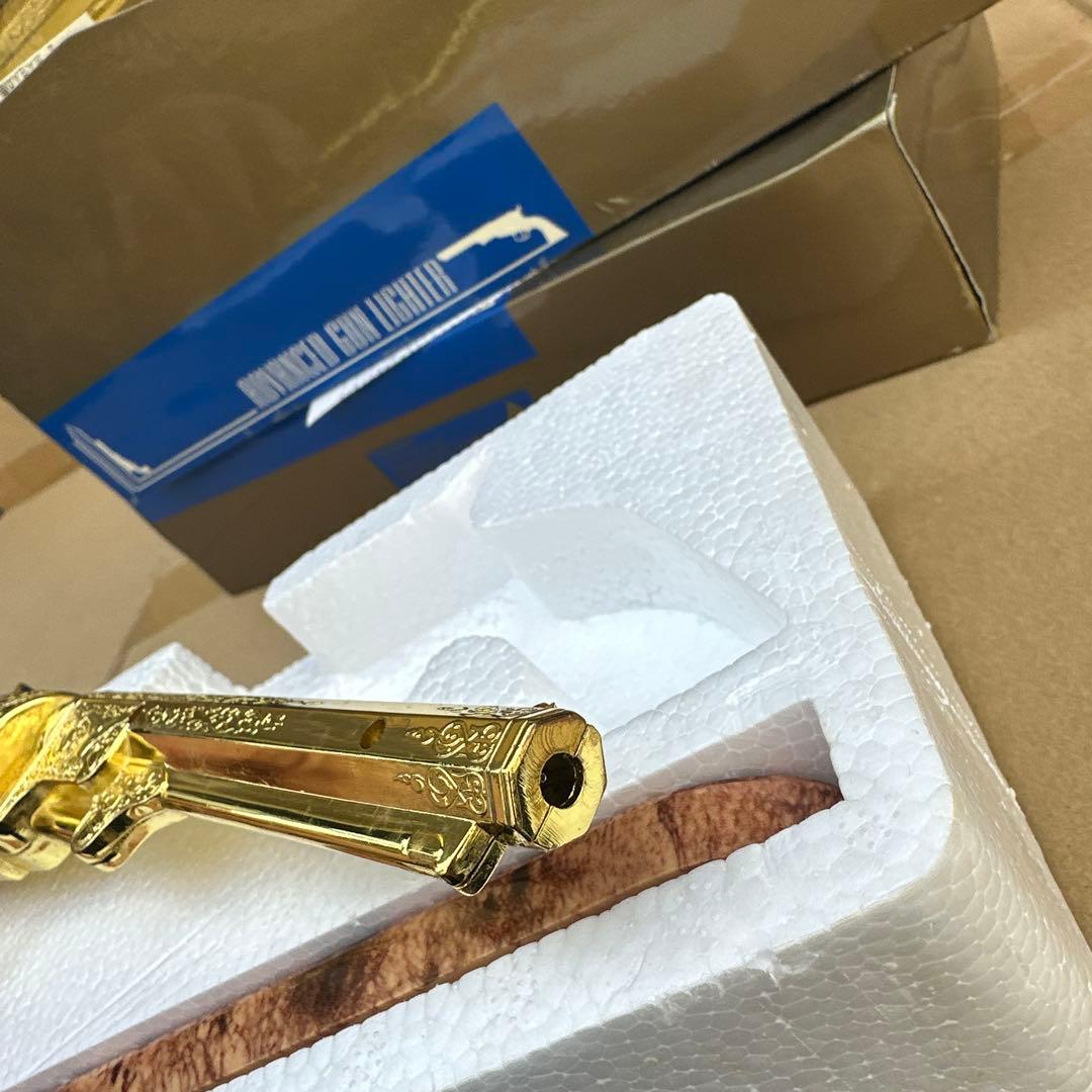 金メッキの装飾ピストル ライター アンティーク雑貨