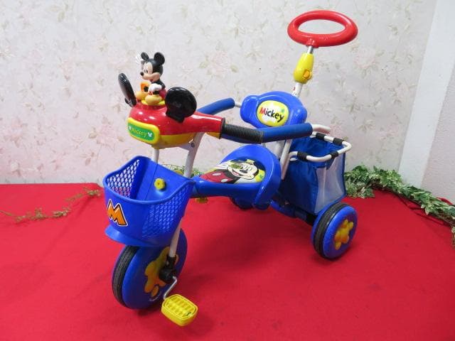 22FF1333 ミッキーマウス　手押し三輪車　ブルー
