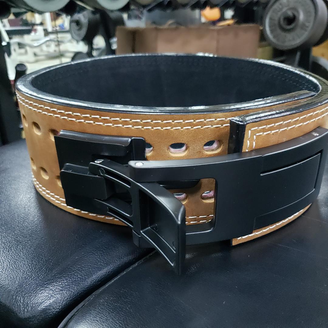 レバーアクションベルト パワーベルト茶 ワンタッチ可変式13ｍｍ Mサイズ