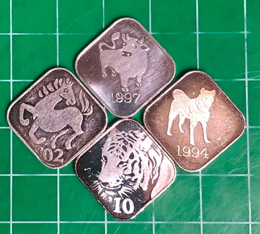 花柄セット、純銀銘板 4個セット￼