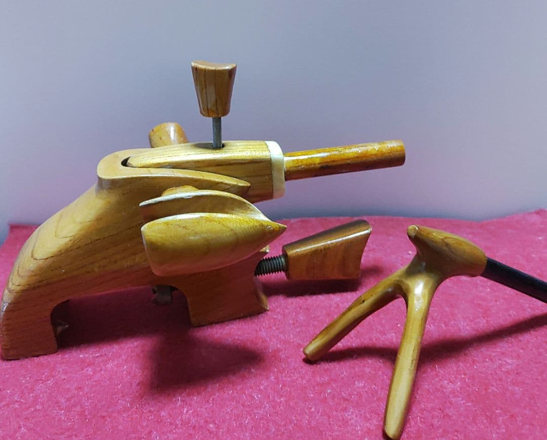 最終値下げ！ヘラブナ釣り万力★左右兼用欅大砲型万力★竿枕★205