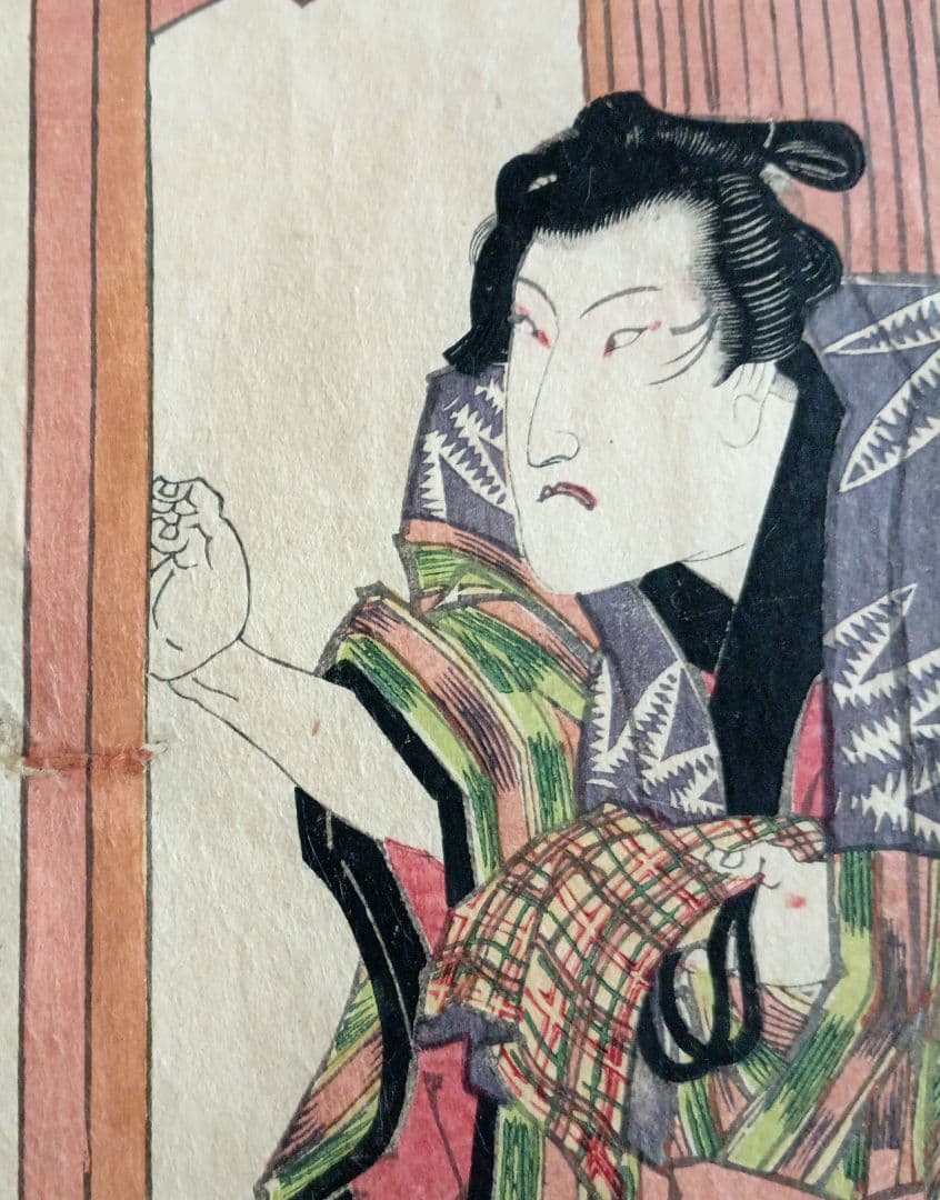 浮世絵版画、仮名手本忠臣蔵瀬川菊之丞、歌川国貞画三枚綴り内の1枚売り文政9年出版