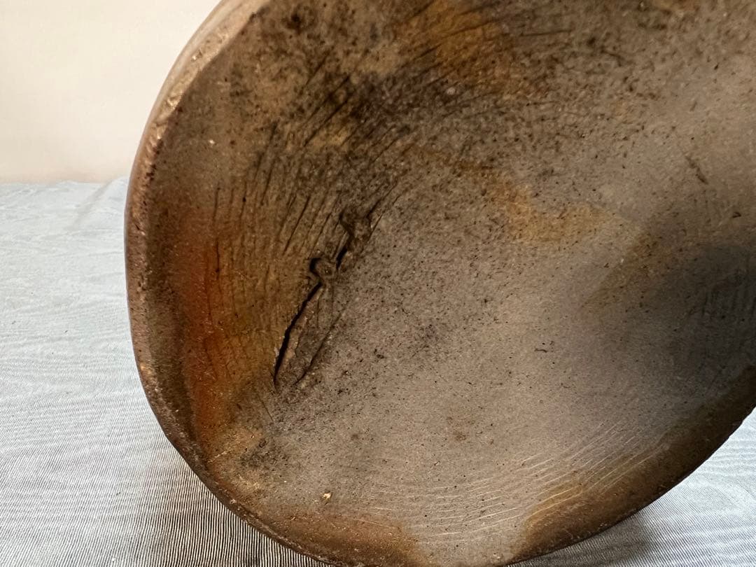 備前焼　耳付き花瓶　花入　陶印有り