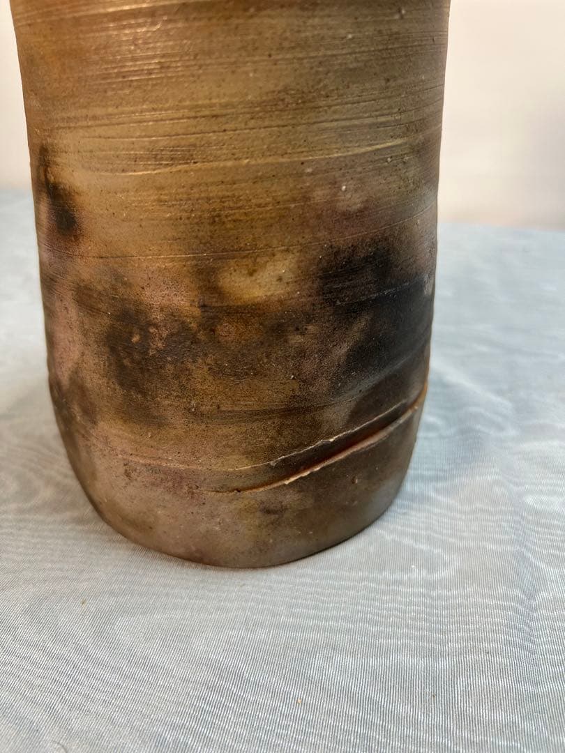 備前焼　耳付き花瓶　花入　陶印有り