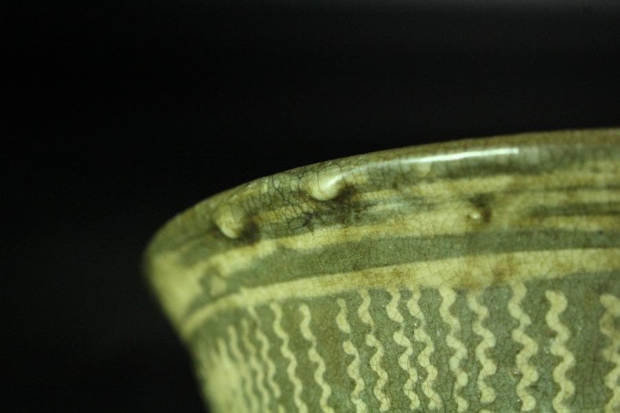 茶道具 真清水蔵六作 古三嶋写 茶碗 桂又三郎 書付(K-YC558)