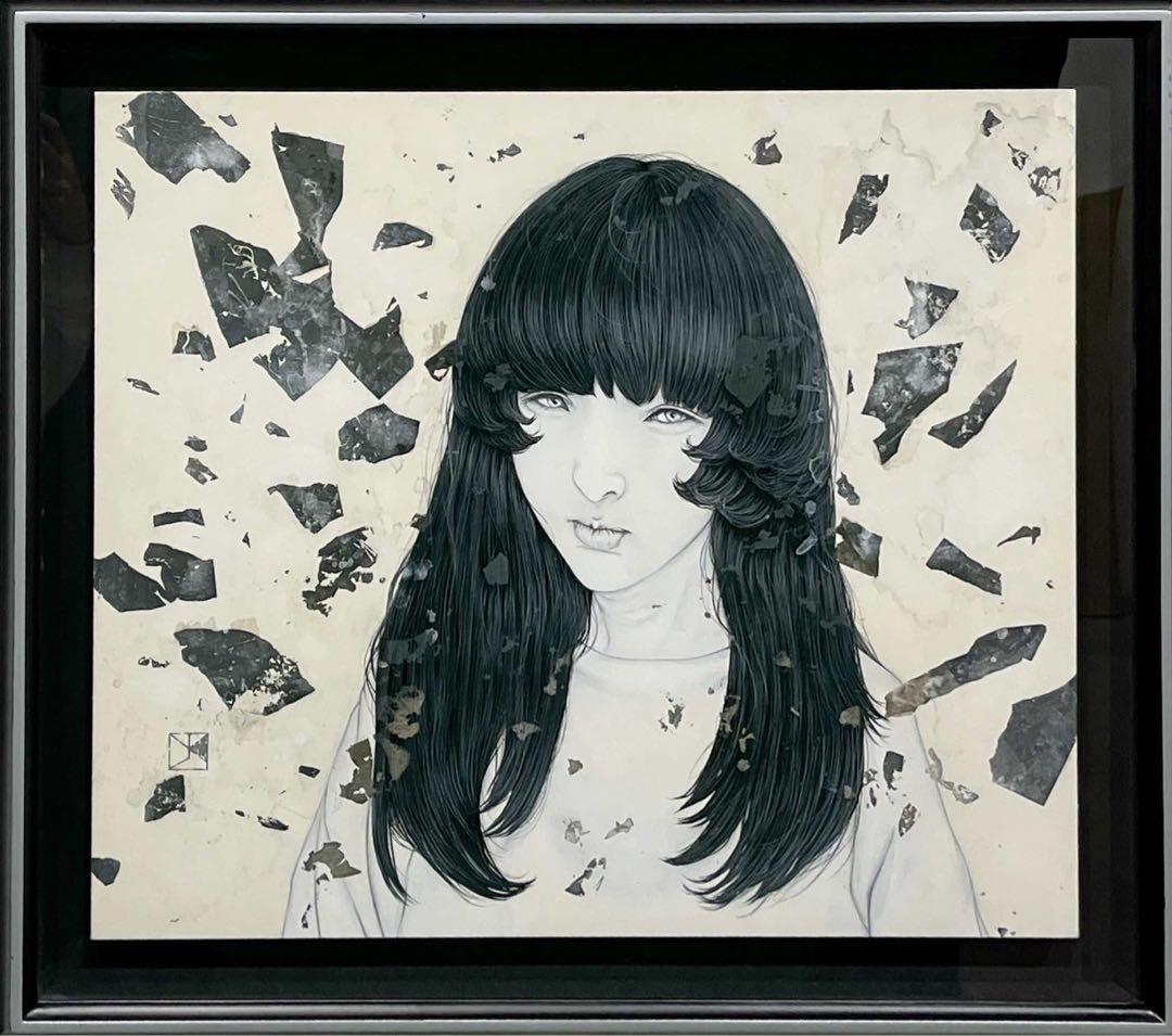 川島優「EROSION」2024年 岩絵具 真作 額装付き 美少女 現代アート