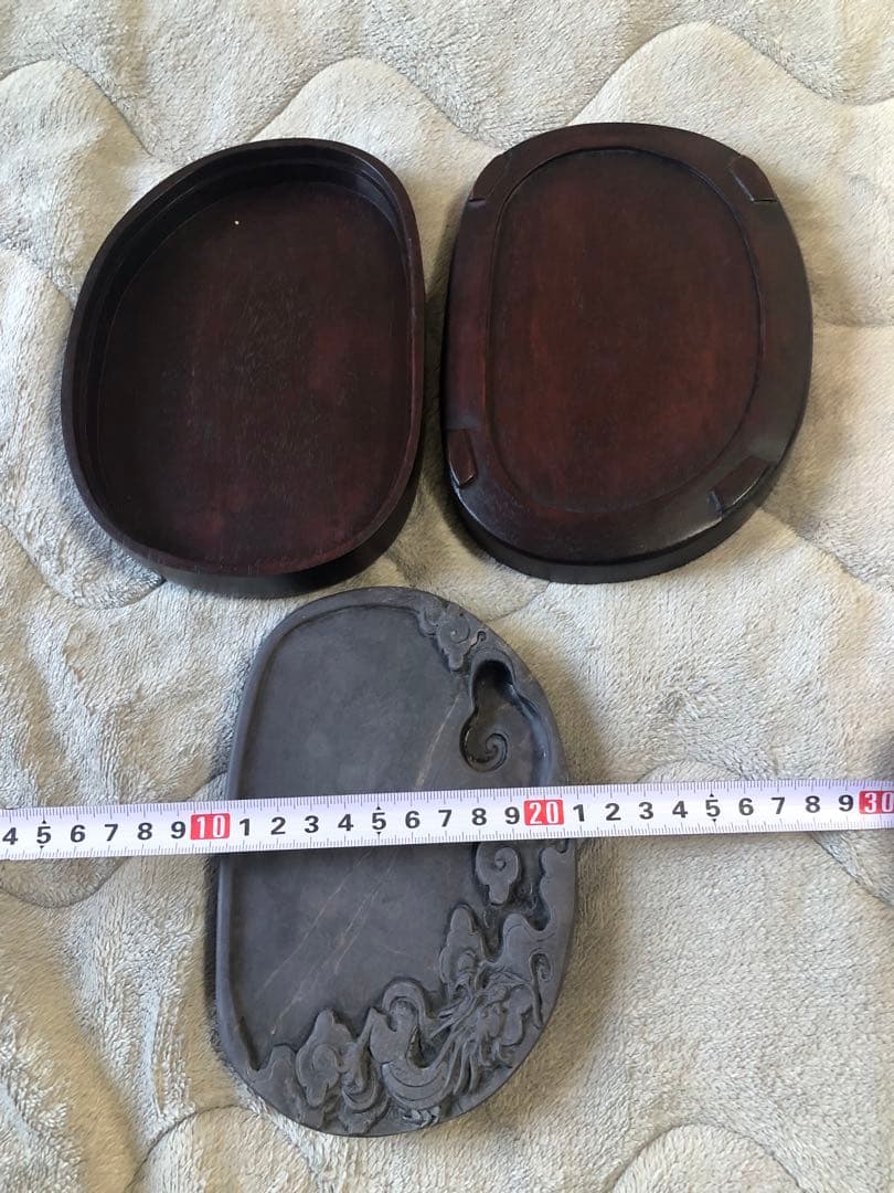 硯 老坑 蕉白 金綫 雲龍文 書道具硯　すずり 端溪硯 水岩 文房四寶 端渓硯