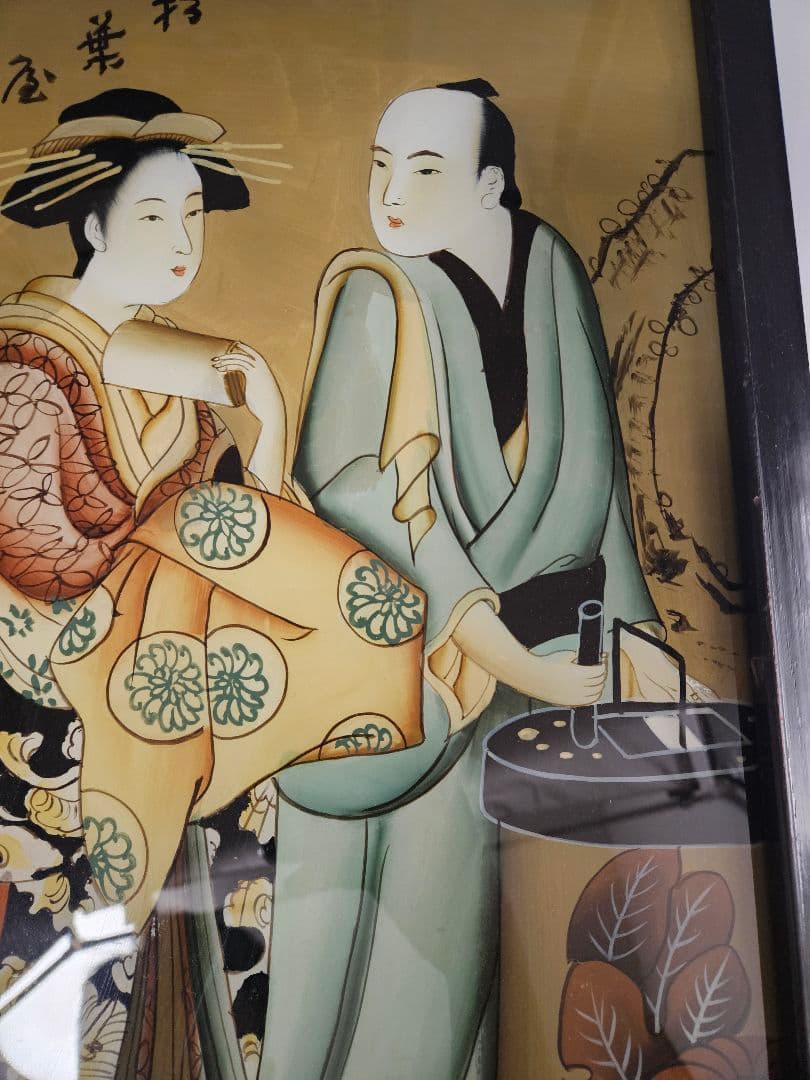 ガラス絵　硝子絵 　浮世絵　時代物　肉筆