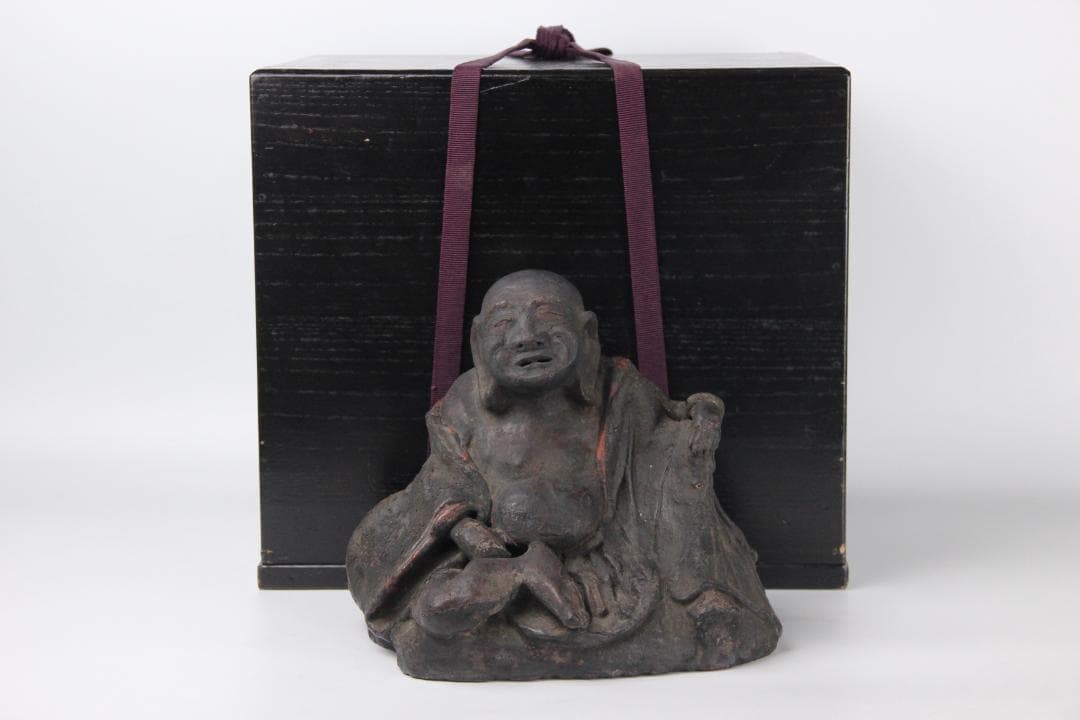 桃山時代 楽焼　田中 宗慶　達磨　だるま　置物　焼き物　箱付 EM19-18