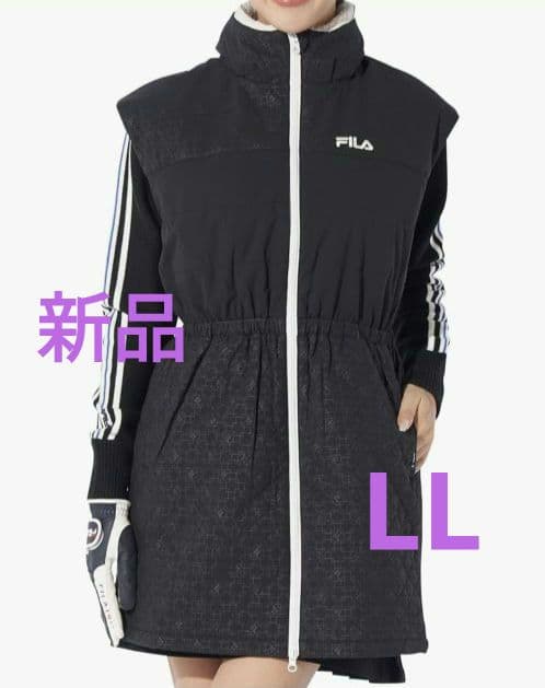 再再再値下げ新品　フィラゴルフ　中綿ワンピースLL　黒ブラックXL