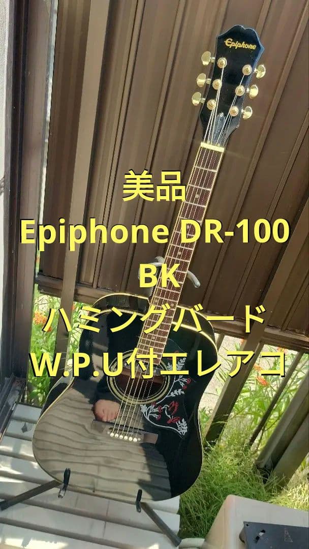美品 Epiphone DR-100 BK ハミングバード W.P.U付エレアコ