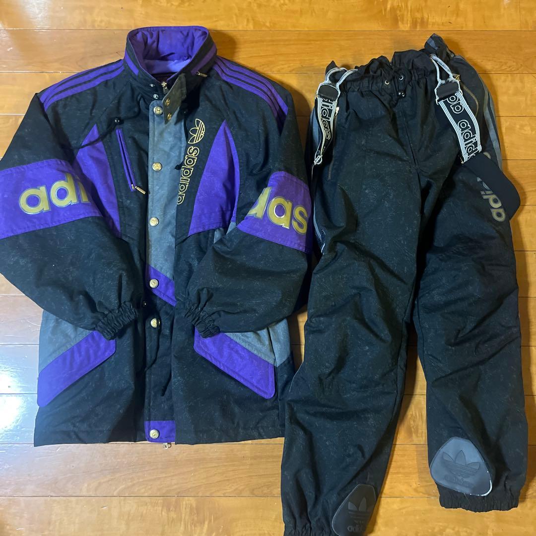【超絶希少】デサント製　adidas スキーウェア セットアップ　黒/紫　美品