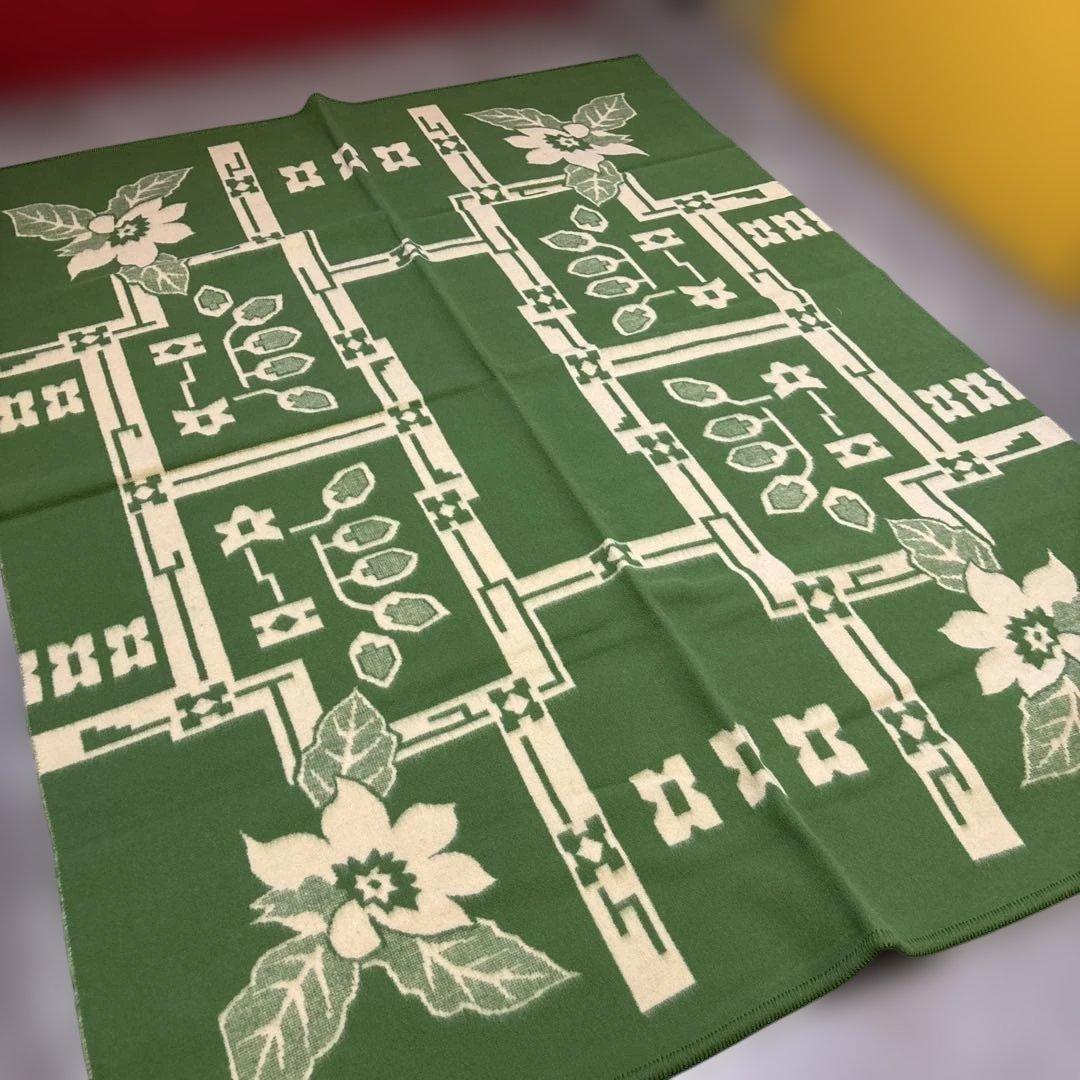 未使用品　80s アクリル100% 昭和レトロ　ニッケ毛布　186×141