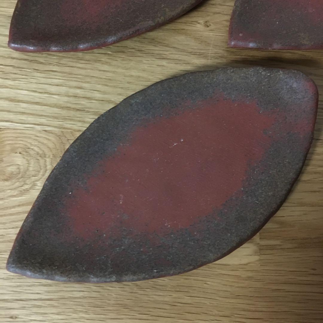 備前焼 木葉皿 五客揃 見附文雄造 共箱付