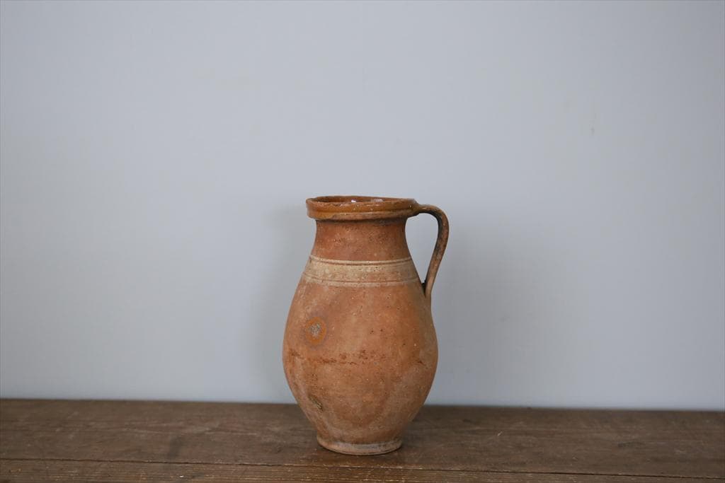フランスアンティーク陶器ボトル/土器/花瓶/花器フラワーべース(74-92-2)