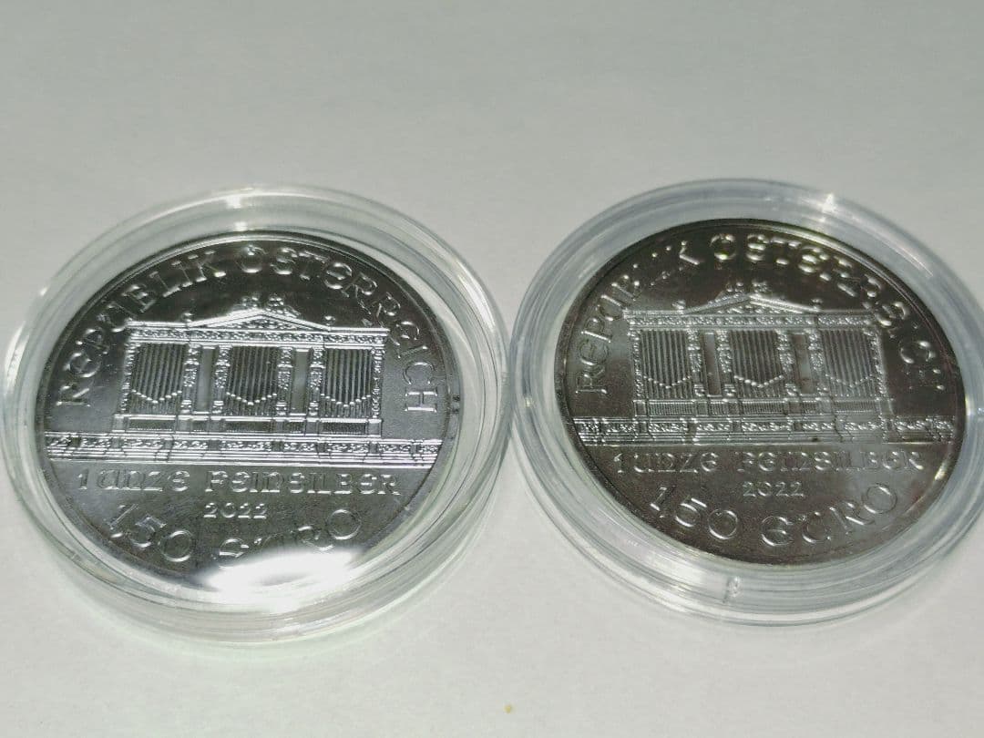 ウィーンフィルハーモニカー1オンス銀貨 2022年　２枚セット　ケース付き