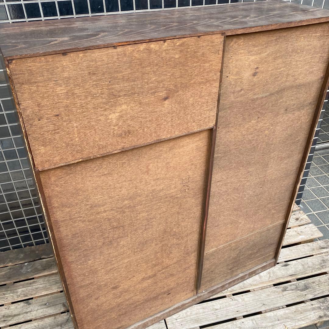 昭和レトロ 木目 飾り棚 茶箪笥 和家具 古民家 ミッドセンチュリー カーテン付