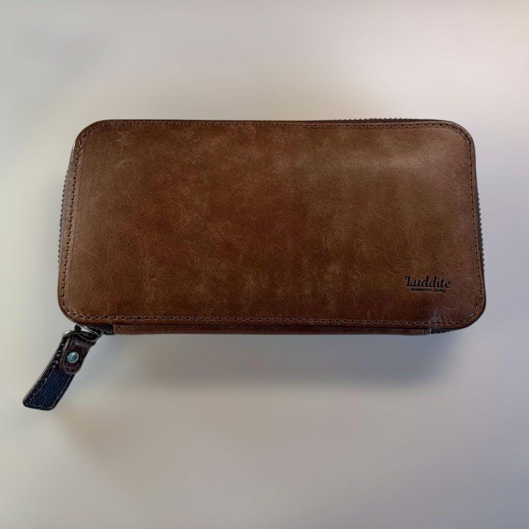 【13:00迄に購入で当日発送】Luddite レザー×デニムペンケース