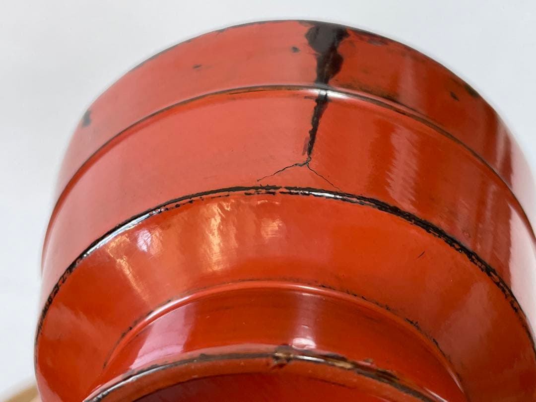 骨董　アンティーク　茶道具　根来　豆子香合　香合　仏具　朱塗　漆器　桃山時代