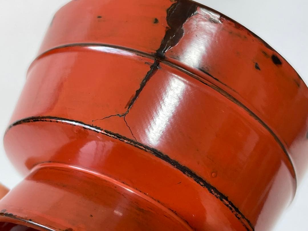 骨董　アンティーク　茶道具　根来　豆子香合　香合　仏具　朱塗　漆器　桃山時代