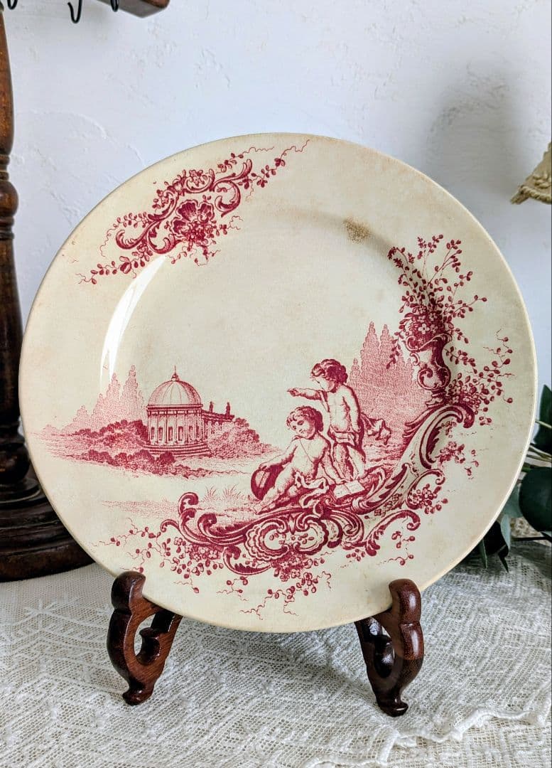 Bordeaux ボルドー窯 トリアノン 天使のプレート フランス