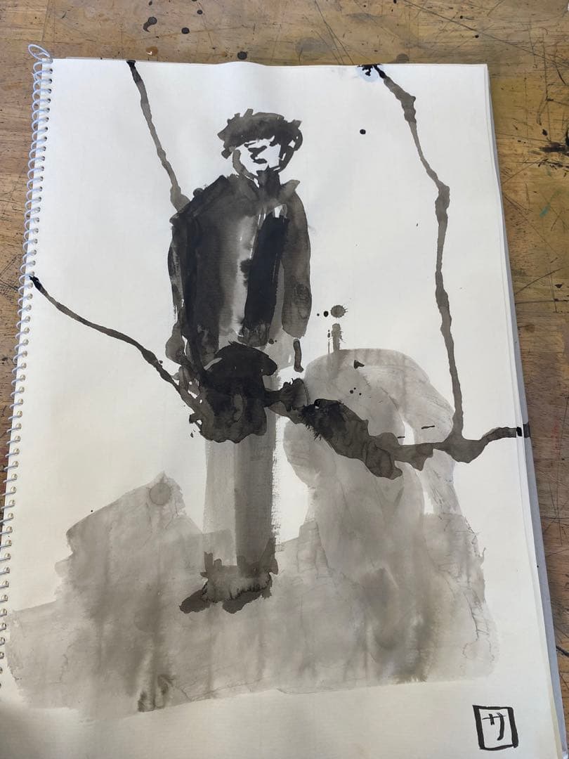 美術の授業でかいた水墨画です！