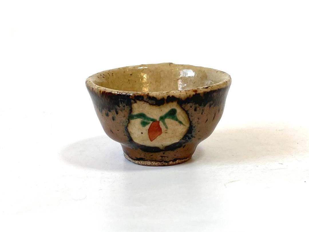 陶芸家　濱田庄司　？　赤絵　柿釉　鉄釉　杯　ぐい呑　酒器　箱なし　民藝　民芸