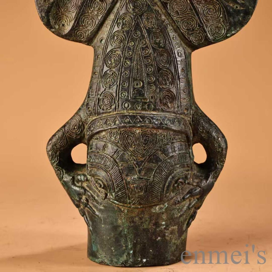 中国古美術 青銅器 矛・槍頭 高浮彫 武具 極細工 古銅器 収集 旧家蔵出 唐物