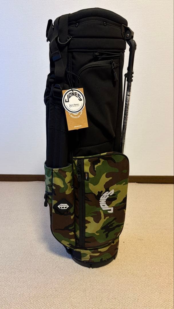 Jonesゴルフ　キャディバッグ　カモ柄　ロゴ刺繍付