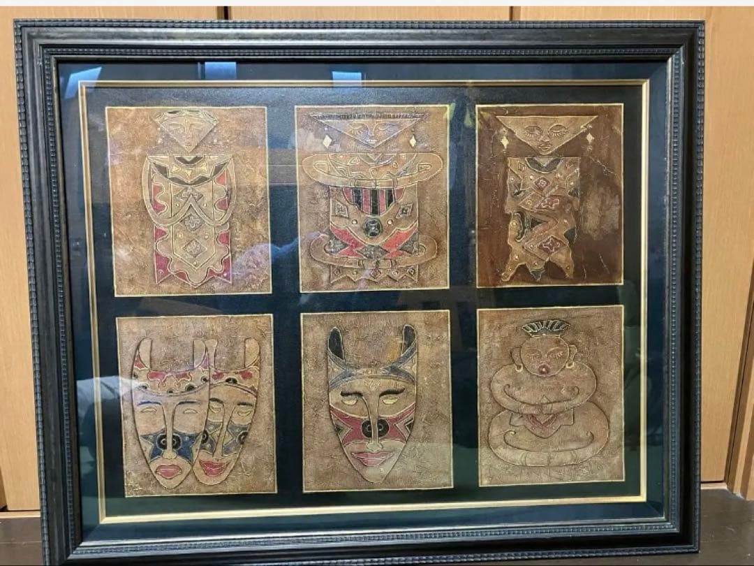 マスクデザインのアート作品 油彩画　オイルペインティング