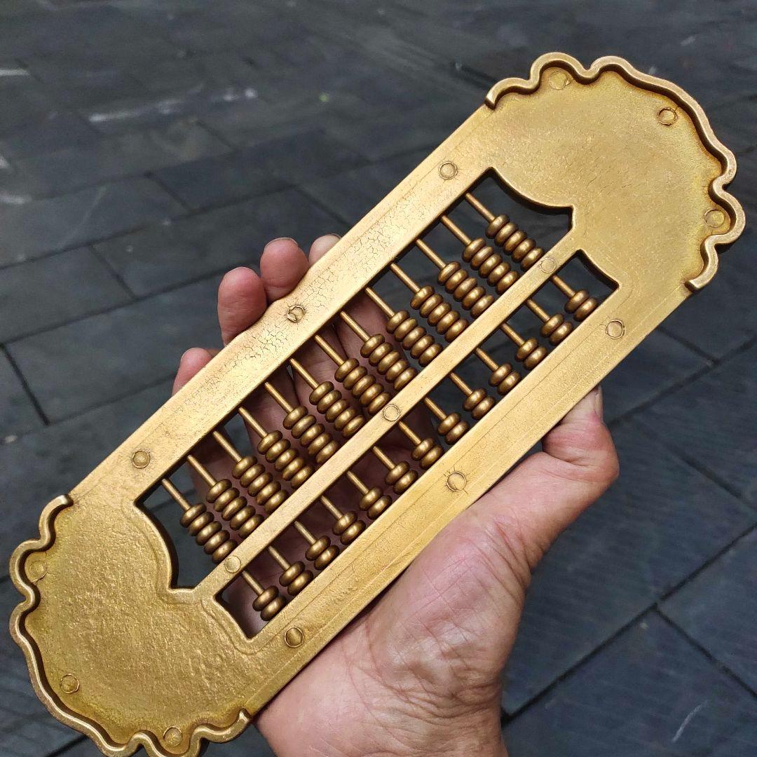 銅器 浮彫 招財進宝 金蟾 龍そろばん 家具 装飾 工芸品 置物