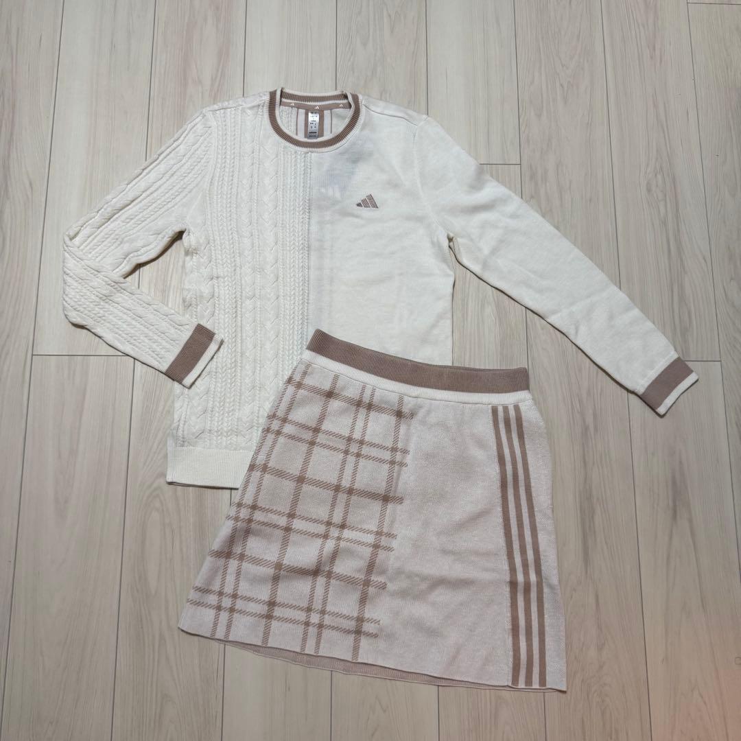 新品 セットアップ ゴルフウェア レディース セーター スカート 秋冬 ベージュ