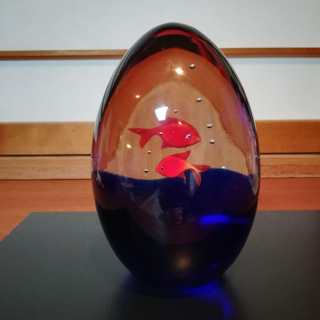 ベネチアングラス　ベネチア　置物　魚　卵形　作家物　一点物　アクアリウム　工芸品