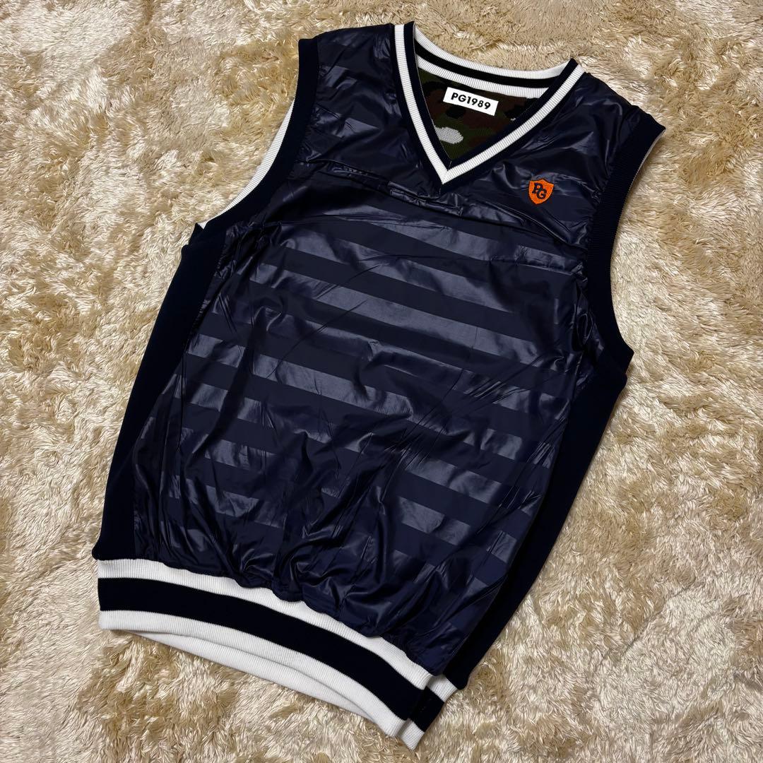 【リバーシブル】PEARLY GATES Vネックリバーシブルベスト 6 迷彩柄