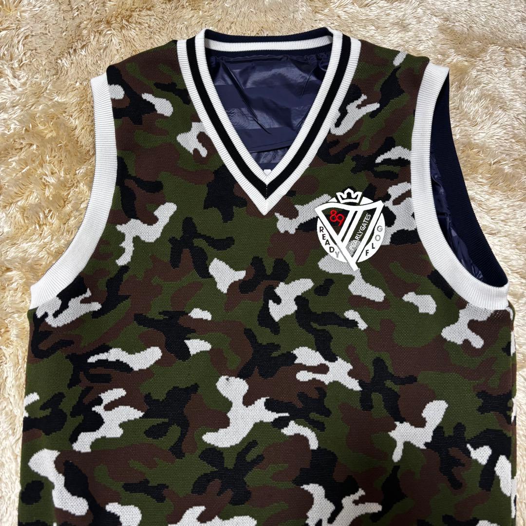 【リバーシブル】PEARLY GATES Vネックリバーシブルベスト 6 迷彩柄