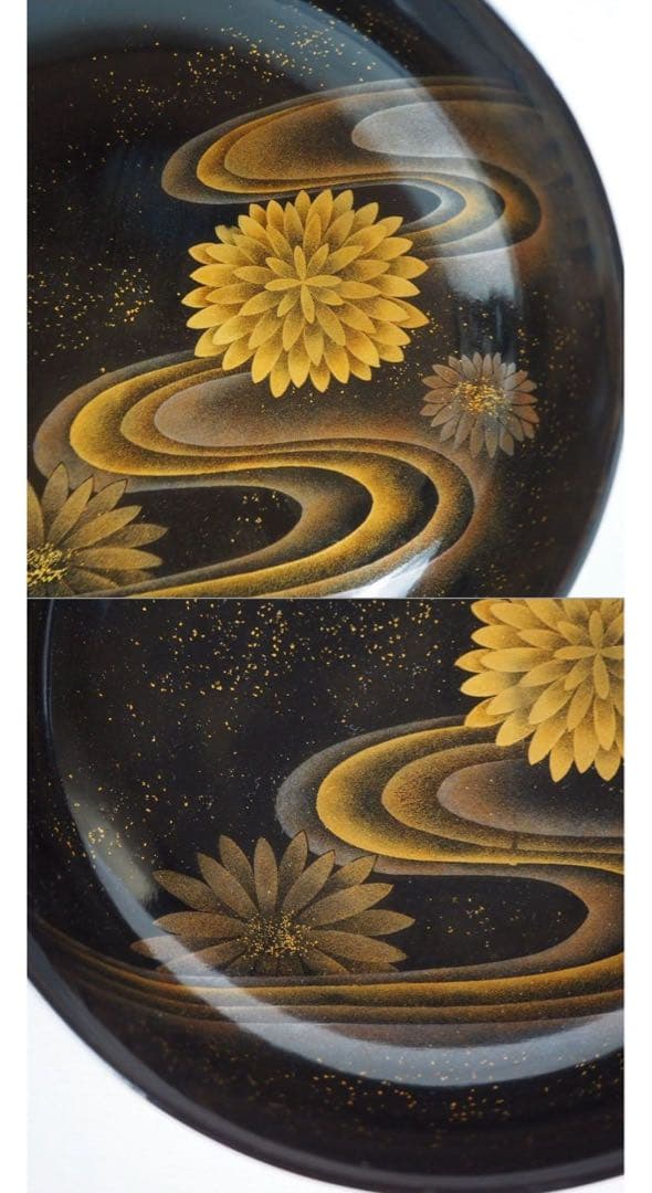 送料無料　江戸～明治日本橋老舗黒江屋　蔦家紋　本塗地散菊花金蒔絵吸物椀10客共箱