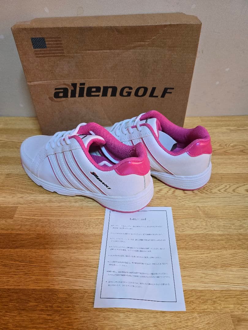 #1816 alienGOLF 女性用ゴルフシューズ ホワイト/ピンク