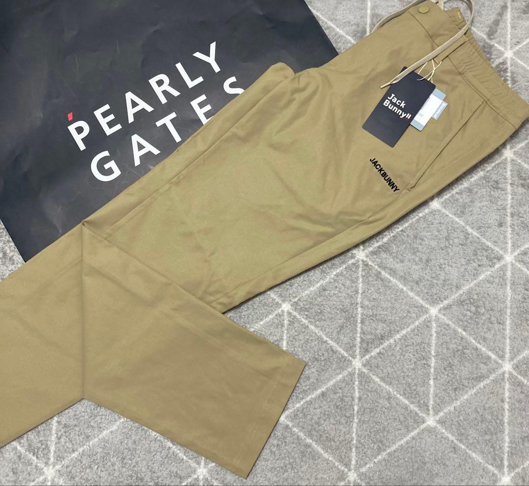 新品 パーリーゲイツ ジャックバニー ポリエステルツイルパンツ(4)M/ベージュ