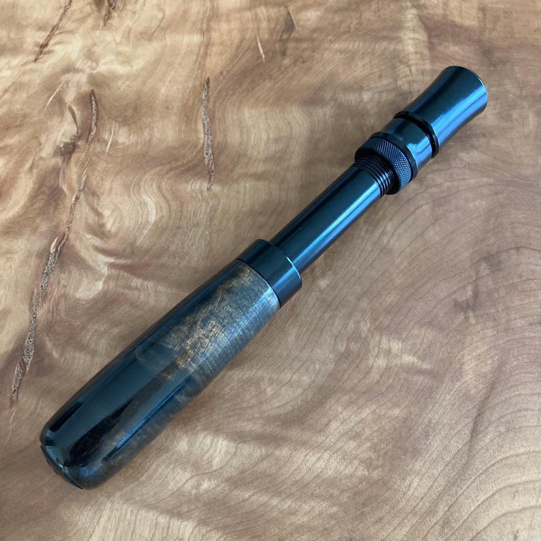 天然木 ロッドビルディング ガングリップ ストレートタイプ 黒 フェルール付属