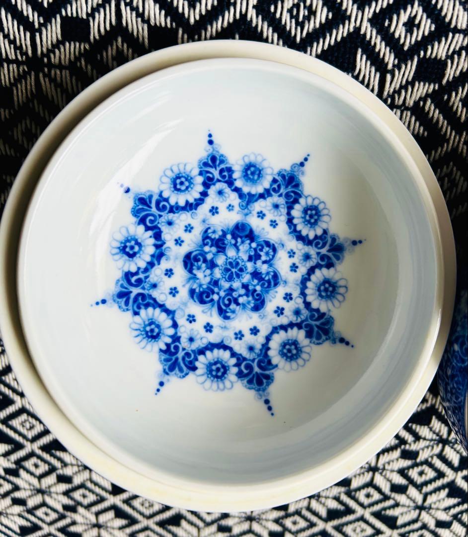 橋本よしこさん作　磁器染め付け　蓋もの