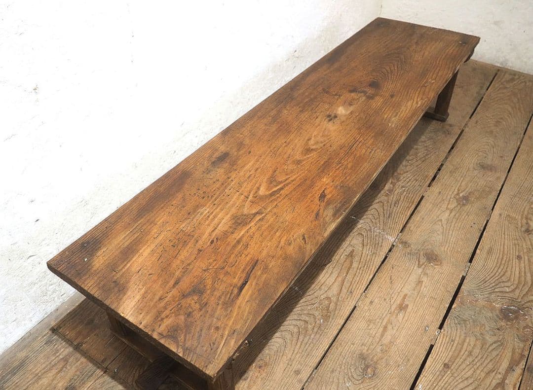 1351　レトロな長テーブル　文机　陳列台　展示台　ローテーブル　古家具　古道具